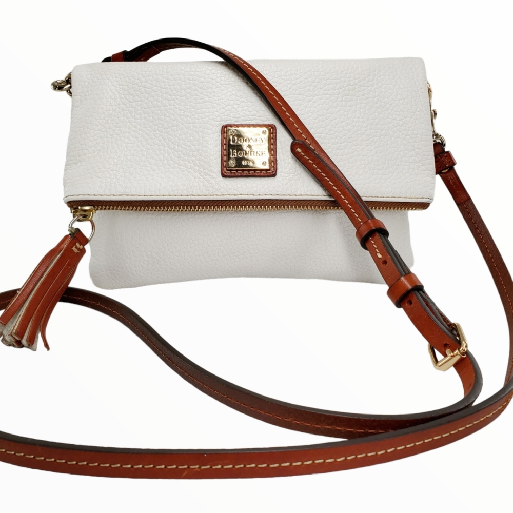 Dooney & Bourke Pebbled Grain Leather Fold-Over Zip-Close Crossbody Shoulder Bag